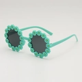 Occhiali da sole per bambini a forma di fiore con montatura verde menta e margherite - Verde
