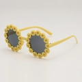Fashionable flower-shaped sunglasses for kids with yellow daisy frames and dark lenses - Yellow