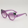 Cat eye sunglasses in transparent purple with green contrast accents and gradient lenses - Transparent Purple Gradient Purple Lenses
