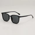 Matte black square frame sunglasses with dark grey lenses in a stylish retro design - Black Frame Grey Lens