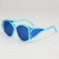 Punk style large frame sunglasses with blue transparent frames and dark lenses - Transparent Blue Frame Blue Mirror Lens