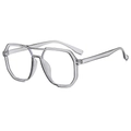Occhiali poligonali a doppio ponte con montatura trasparente oversize per un look di tendenza - Grigio Trasparente
