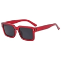 Modern rectangular sunglasses with translucent red frames and dark lenses for men and women - Transparent Red Frame Gray Lens