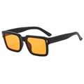Retro square sunglasses with thick black frame, orange lenses and silver stud details - Black Frame Orange Lens