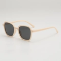 Kids oversized square sunglasses featuring cream frame and dark protective lenses - D05 Z-4 / Cream White Frame Gray Lens