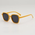 Kids square frame sunglasses in vibrant matte yellow with dark UV protection lenses - D05 Z-4 / Yellow Frame Grey Lens