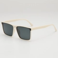 Retro square beige sunglasses with dark lenses for trendy summer outdoor styling - Beige Frame Grey Lens
