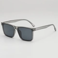 Retro translucent grey square frame sunglasses with dark lenses for a modern chic look - Grey Frame Grey Lens