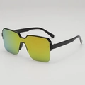 Square oversized sunglasses featuring yellow-green gradient lenses and a sleek black frame - Black Frame Red Mirrored Lens