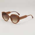 Vintage oversized octagonal sunglasses in translucent coffee with brown gradient lenses - D06z-2 / Tea Frame / Gradient Tea