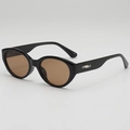 Lunettes de soleil œil de chat vintage avec monture ovale noire et verres marron chic - Monture Noire Verres Thé