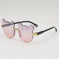 Cute bear-shaped children's sunglasses with purple gradient lenses and black frames - Purple and Yellow