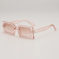 Occhiali da sole retrò quadrati rosa pesca trasparenti per donna con montatura spessa e sfumata - Montatura Rosa Trasparente Lente Rosa Sfumata (3035)