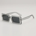 Retro square sunglasses with thick grey translucent frames and dark lenses for women - Transparent Gray Frame Gray Lens (503S)