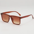 Retro small square sunglasses with transparent brown frames and gradient lenses - Tea Frame Gradient Tea Lens