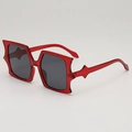 Fashionable translucent red butterfly sunglasses with irregular frames and dark gray lenses - One Size / Red Frame Grey Lens