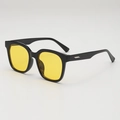 Retro oversized vierkante zonnebril met glanzend zwart montuur en gele glazen - Zwart Frame Gele Lenzen
