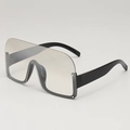 Oversized square shield sunglasses with silver mirrored lenses and metal stud details - Black Frame Light Silver Lens