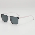 Retro small square sunglasses with bold white frame and dark grey polarized lenses - White Frame Gray Lens