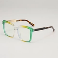 Square oversized sunglasses with green and yellow gradient frames and tortoiseshell temples - Green Yellow Frame Clear Lens
