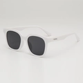Schicke quadratische Übergroße Sonnenbrille mit elfenbeinweißem Rahmen und Gläsern - Weißer Rahmen Graue Gläser