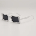 Retro square sunglasses with thick white frames and dark black lenses for a trendy summer look - White Frame Gray Lens