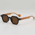 Retro geometric sunglasses with black polygonal frames and amber tortoiseshell arms - Black Frame Orange Legs Tea Lens
