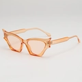Occhiali da sole cat eye con montatura arancione trasparente e design ad ali di fiamma - Montatura Tè Trasparente Lenti Tè