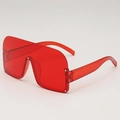 Lunettes de soleil semi-cerclées rouges avec verre monobloc et rivets argentés élégants - Monture Rouge Verres Rouges