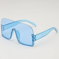 Lunettes de soleil oversize demi-cerclées avec verres bleus transparents intégrés - Monture Bleue / Verres Bleus