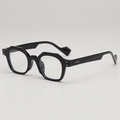 Retro black polygonal sunglasses with thick frames and textured temples for street style - Black Frame Clear Lenses