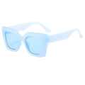 Fashionable light blue thick square frame sunglasses for women with tinted blue lenses - Sunglasses / Blue Frame / Blue Lens