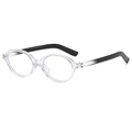 Modern oval transparent frame eyeglasses with black temples and lightweight design - Transparent Frame