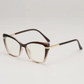 Occhiali anti luce blu cat-eye con montatura sfumata marrone e dettagli in metallo - Montatura Tè Sfumato