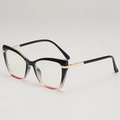 Occhiali anti-luce blu cat-eye con montatura sfumata nero-rosa e stanghette metalliche dorate - Montatura Sopra Nero Sotto Rosa