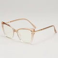 Fashion cat-eye blue light blocking glasses with champagne gold polygonal frame for women - Gradient Light Tea Frame