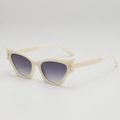 Occhiali da sole cat-eye crema con lenti sfumate viola e dettagli dorati lucidi - Montatura Beige Lenti Sfumate Grigie