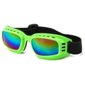 Fluorescent green dog goggles with rainbow mirrored lenses and adjustable black strap - Green Frame Green (C7)