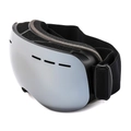 Ski goggles with silver reflective lenses and adjustable black strap for outdoor sports - Black Frame Silver Lens (C1/BLACK-SILVER)