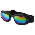 Outdoor sports goggles with rainbow lenses and adjustable black strap on white background - Black Frame Black (C1)