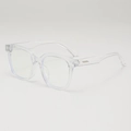 Quadratische Sonnenbrille in transparentem Design mit silbernen Metallscharnieren - Transparenter Rahmen Klare Gläser