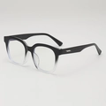 Schicke quadratische Sonnenbrille mit schwarzem Farbverlauf und silbernen Details - Schwarz & Transparent Geteilter Rahmen Klare Gläser