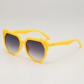 Irregular yellow frame sunglasses with grey gradient lenses in a matte finish - Yellow Frame Double Gray Lens