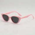 Retro pink cat eye sunglasses with dark lenses for women on a light grey background - D17 Z-1 / Pink Frame Grey Lens