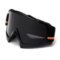 Anti-fog ski goggles with matte black frame and striped elastic strap for outdoor sports - C8/Matte Black/Dark Lens
