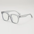 Moderne quadratische Sonnenbrille in transparentem Grau mit Metallscharnier-Akzenten - Transparenter Grauer Rahmen Klare Linsen