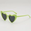 Lunettes de soleil coeur pour enfants avec monture vert clair et verres foncés - Vert