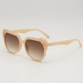 Irregular chunky apricot sunglasses with gradient brown lenses and silver logo detail - Jelly Tea Frame / Gradient Tea Lens