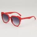 Irregular large red geometric frame sunglasses with purple gradient lenses and wing detail - Red Frame Double Grey Lens