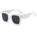 Modern square white frame sunglasses with dark gray lenses for fashion styling - White Frame Gray Lens